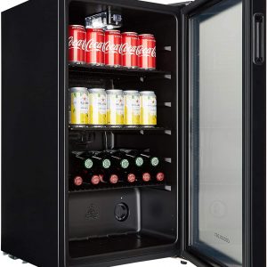 Cookology BC96BK under counter beverage cooler – A drinks fridge that can chill 80 cans of drink, down to 5oC. Quiet, energy efficient and great for fitted kitchens. [Energy Class A+]