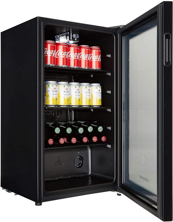 Cookology BC96BK under counter beverage cooler – A drinks fridge that can chill 80 cans of drink, down to 5oC. Quiet, energy efficient and great for fitted kitchens. [Energy Class A+]