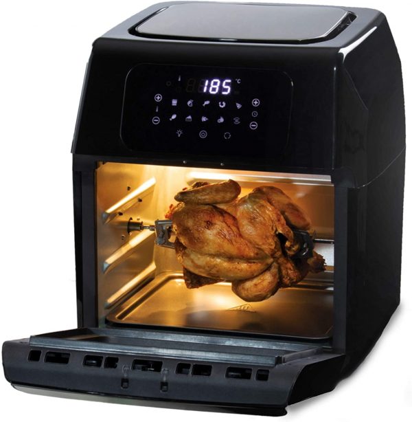 Daewoo 12L Rotisserie Air Fryer Oven with Rapid Air Circulation and Large Window with Interior Light, 80-200°C Thermostat Control, Includes Basket,...