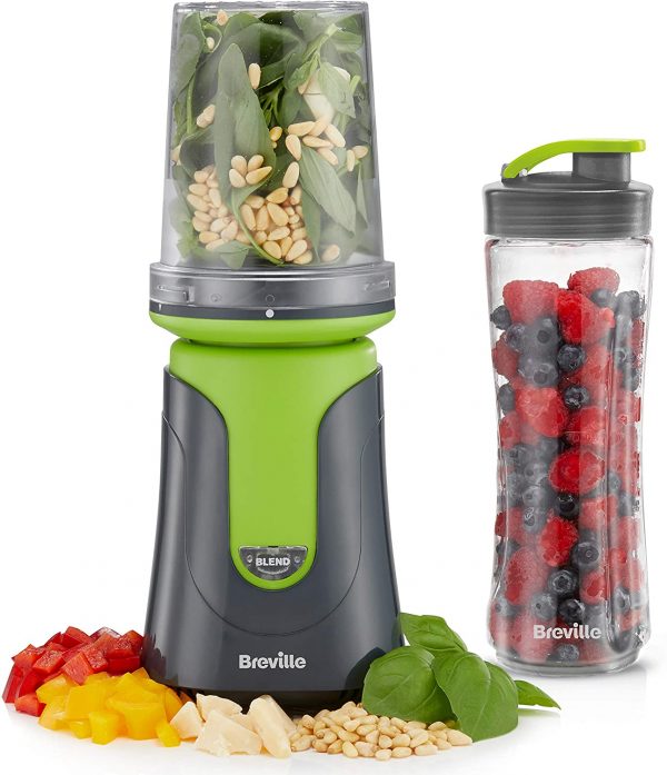 Breville Blend Active Compact Food Processor & Smoothie Maker | 1 x Processor Bowl | 1 x Portable Blending Bottle (600 ml) | 300 W | Green [VBL241]