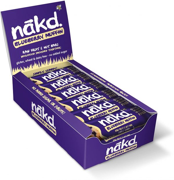 Nakd Blueberry Muffin Natural Fruit & Nut Bars - Vegan - Gluten Free - Healthy Snack, 35 g (Pack of 18)