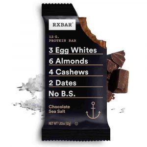 RXBAR, Chocolate Sea Salt, Protein Bar, 1.83 Oz Bar, (24 Total Bars), High Protein Snack, Gluten Free