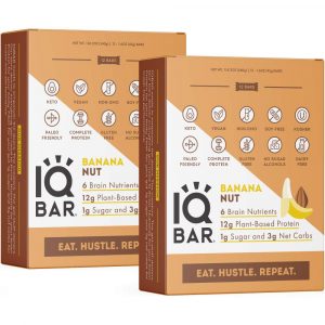 IQBAR Brain and Body Keto Protein Bars - Banana Nut Keto Bars - 24-Count Energy Bars - Low Carb Protein Bars - High Fiber Vegan Bars and Low Sugar Meal...