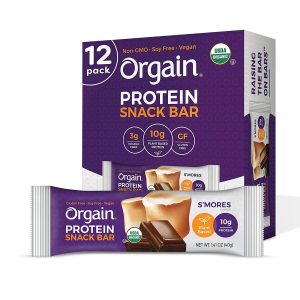 Orgain Organic Plant Based Protein Bar, S'Mores - Vegan, Gluten Free, Non Dairy, Soy Free, Lactose Free, Kosher, Non-GMO, 1.41 Ounce, 12 Count (Packaging...