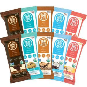 BHU Keto Protein Bars, the Premier Refrigerated Keto Bars made with Clean, Vegan Ingredients which are Low Carb & Low Sugar, Grain & Gluten free, Dairy-free & Non-GMO - 10 Pack (Variety Pack of Cookie Dough Flavors)