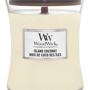 Woodwick Medium Hourglass Scented Candle | Island Coconut | with Crackling Wick | Burn Time: Up to 60 Hours, Island Coconut