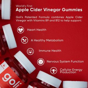 Apple Cider Vinegar Gummy Vitamins by Goli Nutrition - Immunity & Detox - (1 Pack, 60 Count, with The Mother, Gluten-Free, Vegan, Vitamin B9, B12,...