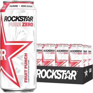 Rockstar Pure Zero Energy Drink, Fruit Punch, 0 Sugar, with Caffeine and Taurine, 16oz Cans (12 Pack) (Packaging May Vary)