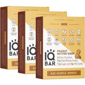 IQBAR Brain and Body Keto Protein Bars - Peanut Butter Chip Keto Bars - 36-Count Energy Bars - Low Carb Protein Bars - High Fiber Vegan Bars and Low Sugar...