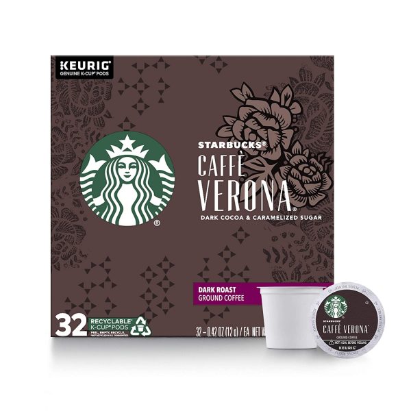 Starbucks Dark Roast K-Cup Coffee Pods - Caffè Verona for Keurig Brewers - 1 Box (32 Pods)