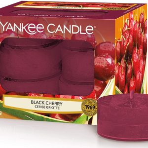 Yankee Candle Tea Light Scented Candles | Black Cherry | 12 Count
