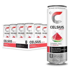 CELSIUS Sparkling Watermelon Fitness Drink, Zero Sugar, 12oz. Slim Can (Pack of 12)
