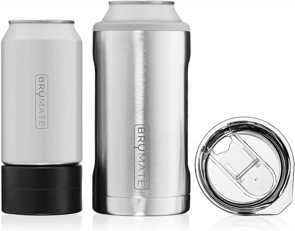 BrüMate HOPSULATOR TRíO 3-in-1 Stainless Steel Insulated Can Cooler, Works With 12 Oz, 16 Oz Cans And As A Pint Glass (Stainless)