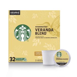 Starbucks Blonde Roast K-Cup Coffee Pods — Veranda Blend for Keurig Brewers — 1 Box (32 Pods)