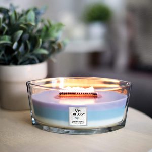 Woodwick Ellipse Trilogy Scented Candle with Crackling Wick | Calming Retreat | Up to 50 Hours Burn Time, Calming Retreat