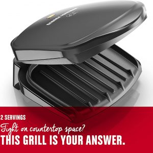 George Foreman 2-Serving Classic Plate Electric Indoor Grill and Panini Press, Black, GR10B