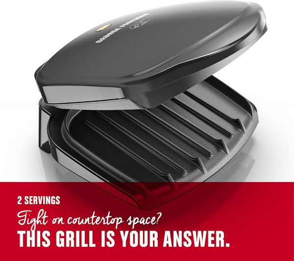 George Foreman 2-Serving Classic Plate Electric Indoor Grill and Panini Press, Black, GR10B