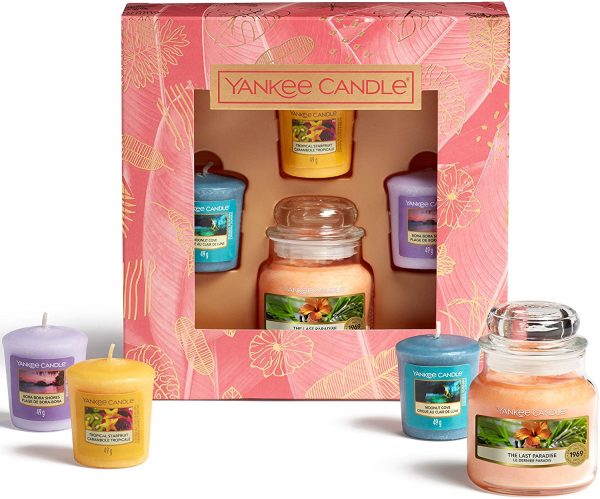 Yankee Candle Gift Set | 3 Scented Votive Candles & 1 Small Jar Candle | The Last Paradise Collection | Ideal for Mother's Day