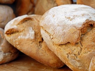 Baked bread - the colour and flavour are due to Maillard reactions. Leavening agents include sodium aluminium phosphate.