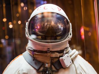MOSCOW, RUSSIA - MAY 31, 2016: Russian astronaut spacesuit in Moscow space museum.