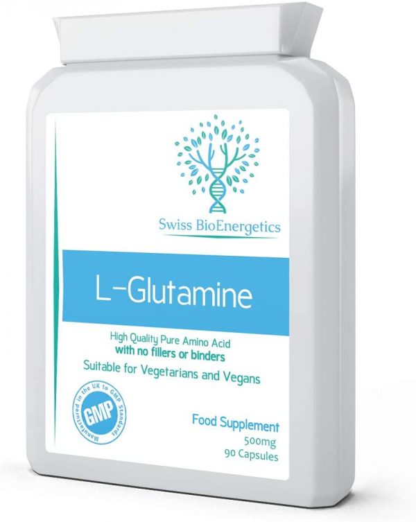 L-Glutamine 500mg 90 Capsules - High Quality Pure Amino Acid with no fillers or Binders - Suitable for Vegetarians and Vegans – Exclusively Manufactured in The UK