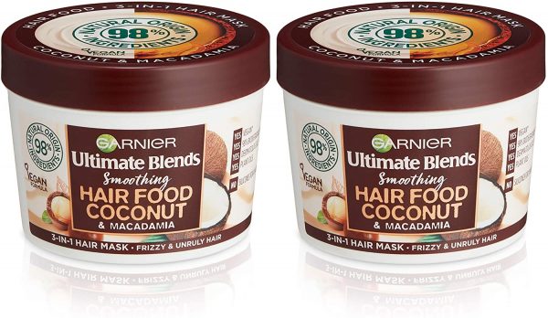 Garnier Ultimate Blends Hair Food Coconut Oil 3-in-1 Frizzy Hair Mask Treatment 390ml Dual Pack