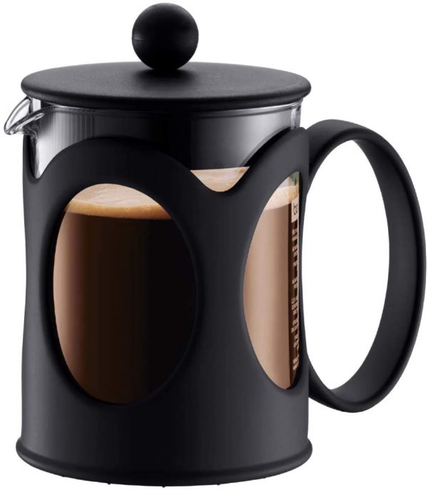 Bodum 10683-01 Kenya French Press Coffee Maker, Borosilicate Glass - 4-Cup (0.5 L), Black