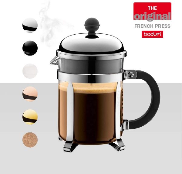 BODUM Chambord 4 Cup French Press Coffee Maker, Chrome, 0.5 l