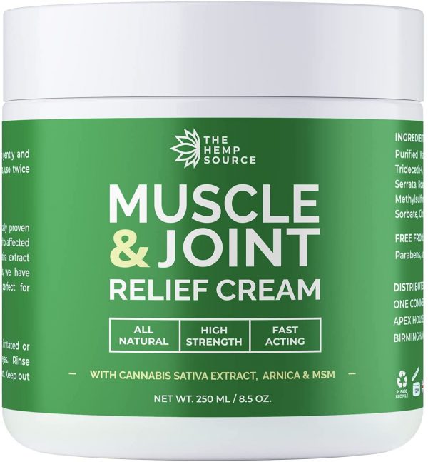 Hemp Muscle & Joint Relief Cream | Natural Hemp Extract + MSM + Arnica + Menthol | High Strength Hemp Oil Formulation | Soothe Back, Neck, Hands, Feet...