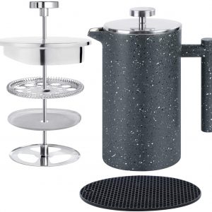 MOGGA Cafetiere 34oz/8cup French Press Coffee Maker Double Walled Insulated Coffee Press with 304 Food Grade Stainless Steel and Unique 3 Layered Filtration...