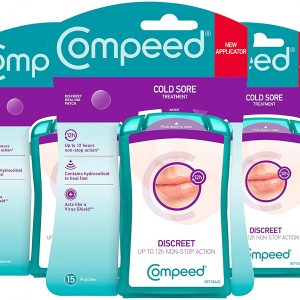Compeed Cold Sore Discreet Healing Patch, 45 Patches (3 Packs of 15), Cold Sore Treatment, More Convenient than Cold Sore Creams, Dimensions: 1.5 x 1.5 cm