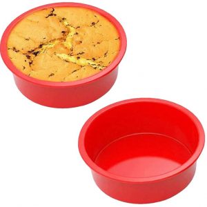 Silicone Bread and Loaf Tins, 2 Pack Round Silicone Baking Moulds Non Stick Cake Tin for Cakes Breads Meatloaf Pancakes Pizza