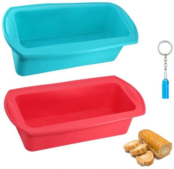 Cyleibe Silicone Loaf Tin, BPA-Free Non Stick Silicone Bread Tin Loaf Pan Bread Baking Mould for Cakes, Breads, Meatloaf, Pie, Pancakes, Pizza, 2 Pack