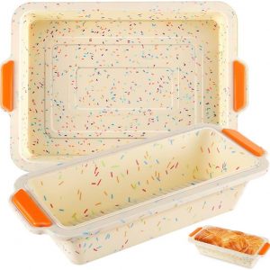 Laelr Silicone Bread Loaf Tins Non Stick 2 Pack Silicone Baking Mould Pans Oven Rectangle Mould Cake Pans