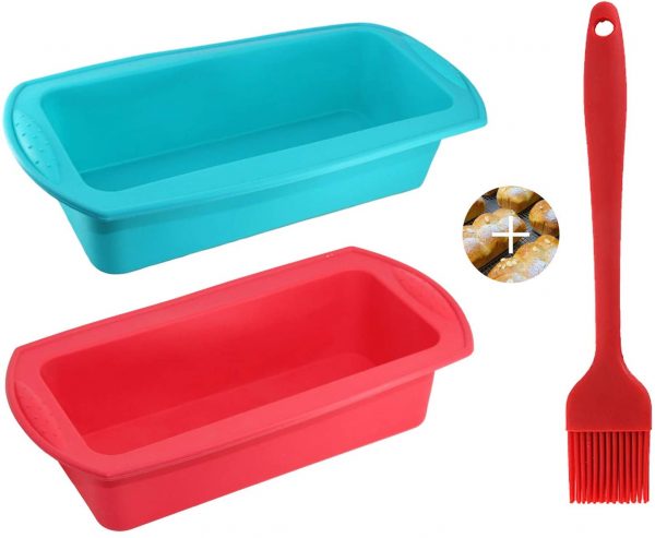 Loaf Tin, Bread Tin Silicone Loaf Tin Bread Tins for Baking Non Stick Silicone Baking Moulds Pan for Cakes, Breads, Meatloaf, Pie, Pancakes, Pizza (2 PCS...