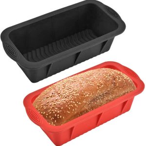 Gwotfy Silicone Bread and Loaf Tins, 2pcs Bakeware Moulds Pan Silicone Baking Moulds Pan Reusable Cupcake Baking Molds Loaf Pan Baking Bread Nonstick Bread...