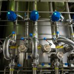 serving vessels handles and bright beer tanks piping system control and pressure monitoring, beer brewery beerhouse factory equipment and control room