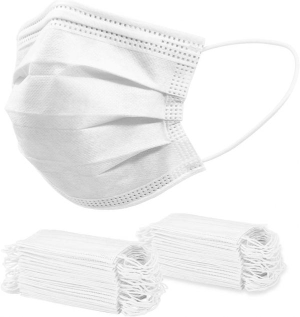 50 Pcs Disposable Face Masks 3 Layers with Melt-Blown Mask, Breathable with Comfortable Elastic Ear Loops