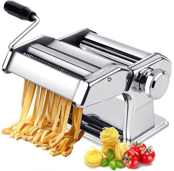 AMOS 3 in 1 Heavy Duty Stainless Steel Nine Dough Thicknesses Professional Fresh Pasta Lasagne Spaghetti Tagliatelle Maker