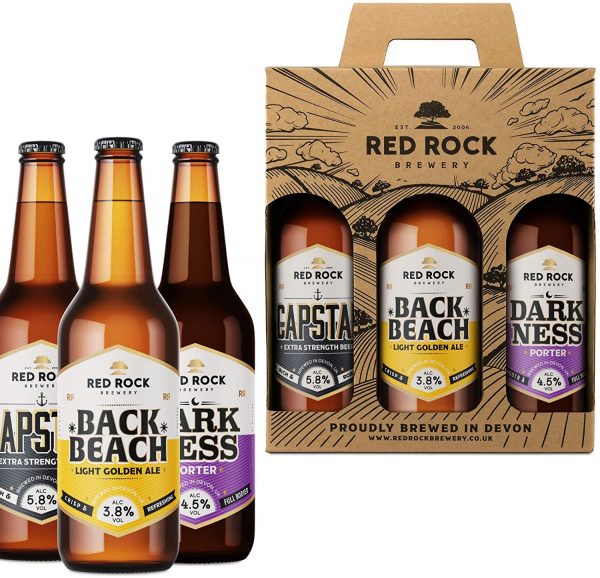 Red Rock Brewery Traditional British Ale Gift Set - Three English Beers In A Presentation Box (Back Beach 3.8% Dark Ness 4.5% Capstan 5.8%)