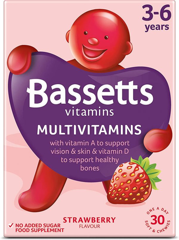 Bassetts Vitamins Multivitamins, Strawberry Flavour, 3-6 Years, 30 Pastilles