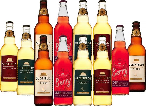 Hobsons Oldfields Premium English Mixed Cider Selection Pack - Case of 12 x 500ml Bottles - Including Berry Fruit Cider - Gluten Free