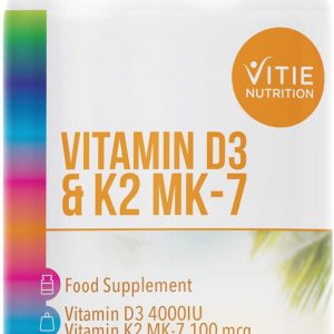 Vitamin D3 4000IU with K2 MK-7 100mcg – 360 Vegetarian Tablets,Supports Immune System, Healthy Bones and Muscles