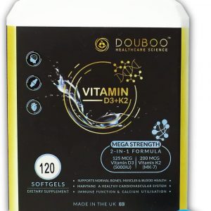 Vitamin D3 with K2 - 120 SOFTGELS - High Strength | D3 5000IU | MK-7 200mcg D3&K2 MK7 D3 5000IU