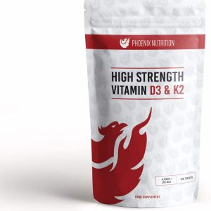 High Strength Vitamin D3 and K2 360 Tablets - 4,000 IU 250mcg - Phoenix Nutrition