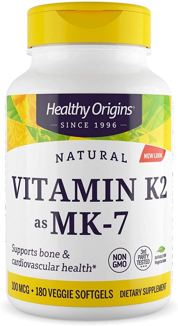 Healthy Origins - Vitamin K2 as MK-7 100 mcg | 180 Vegetarian Softgels | 6 Month Supply | Natural Supplement | Supports Bone and Cardiovascular Health |...