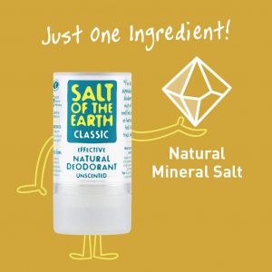 Salt Of the Earth Natural Deodorant Crystal Classic, Unscented, Fragrance Free, Vegan, Long Lasting Protection, Leaping Bunny Approved, 90 g