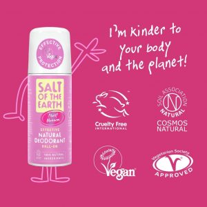 Salt Of the Earth Natural Deodorant Roll On, Vegan, Long Lasting Protection, Leaping Bunny Approved, Made in the UK, Peony Blossom, 75 ml