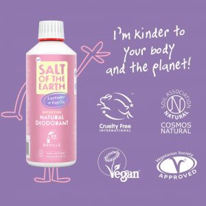 Salt Of the Earth Natural Deodorant Spray Refill, Lavender & Vanilla - Vegan, Long Lasting Protection, Leaping Bunny Approved, Made in the UK - 500 ml