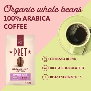 Pret Organic Espresso Coffee Beans 450g